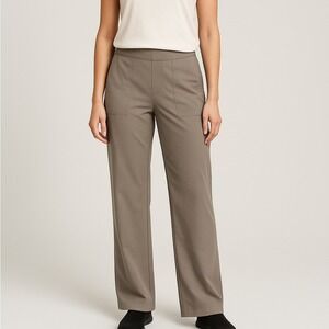 Athleta Women's Wide-Leg Pants in gray pull on elastic lightweight casual